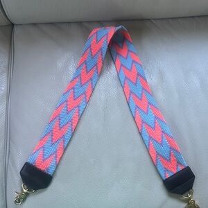 Colorful Zigzag Woven Bag Strap - Coral & Sky Blue